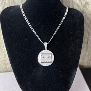 Stunning Moissanite Last Supper Pendant & Silver Chain